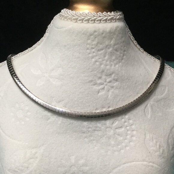 MILOR Sterling Silver 925 Omega Necklace Choker 16" Italy 20g Vintage New - Picture 1 of 13